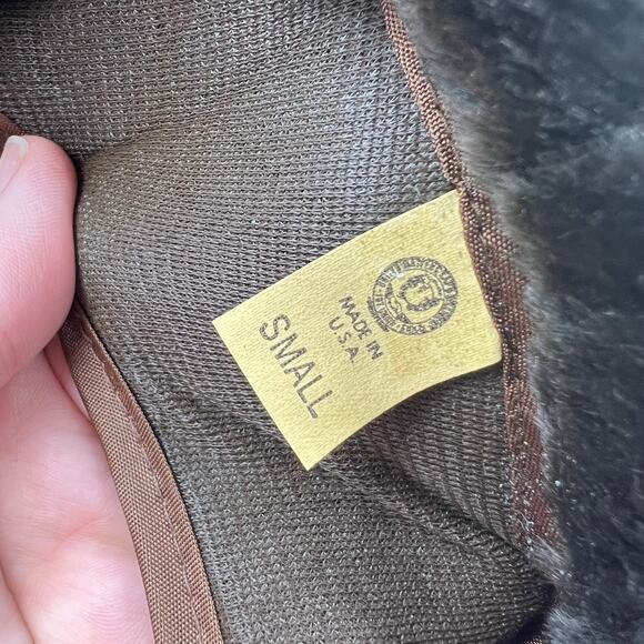 Vintage Made In USA Faux Fur Braided Band Feather Accent Ear Flaps Fedora Hat - Picture 6 of 11